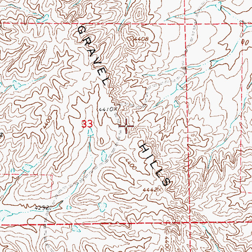 Topographic Map of Gravel Hills, NM