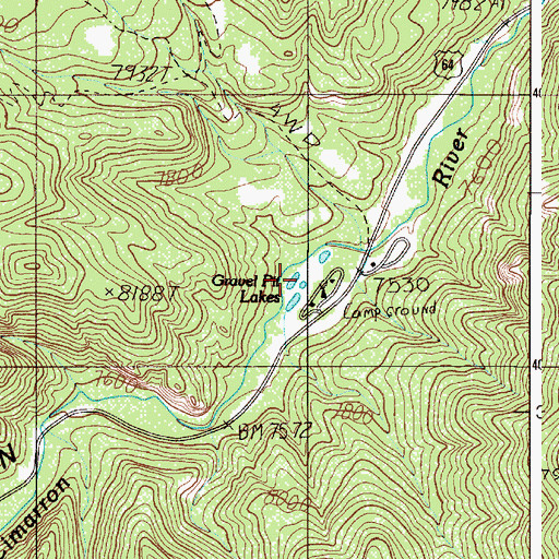 Topographic Map of Gravel Pit Lakes, NM