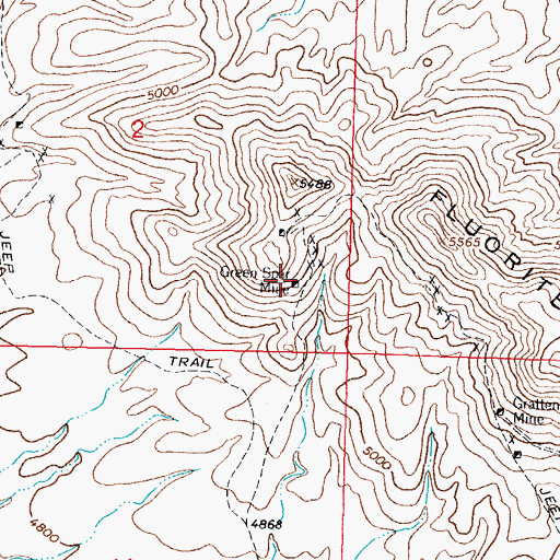 Topographic Map of Green Spar Mine, NM