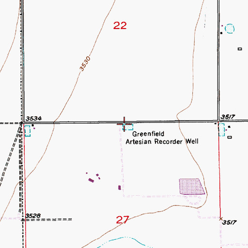 Topographic Map of Greenfield Artesian Recorder Well, NM