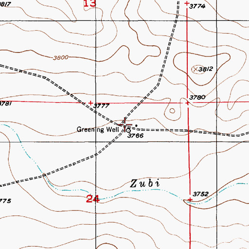 Topographic Map of Greening Well, NM