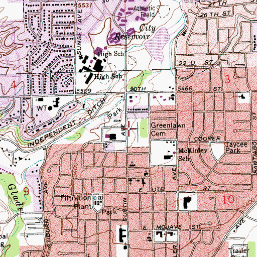 Topographic Map of Greenlawn Cemetery, NM