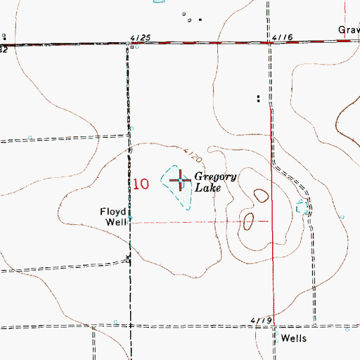 Topographic Map of Gregory Lake, NM