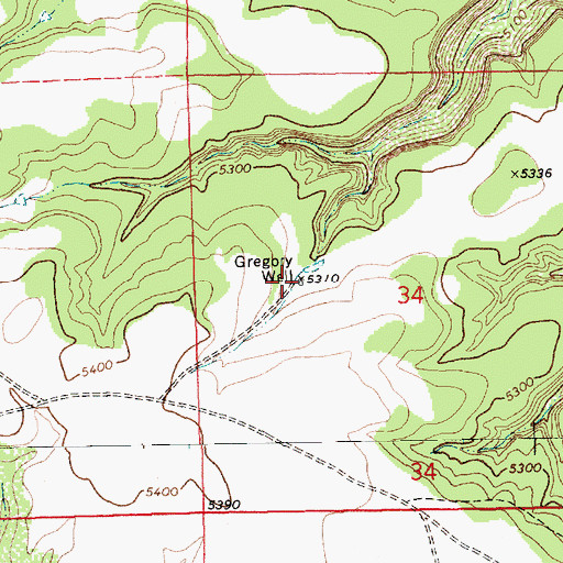 Topographic Map of Gregory Well, NM