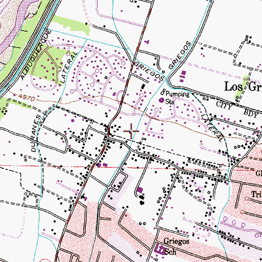 Topographic Map of Griegos Drain, NM