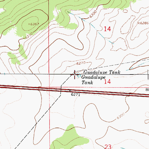 Topographic Map of Guadalupe Tank, NM