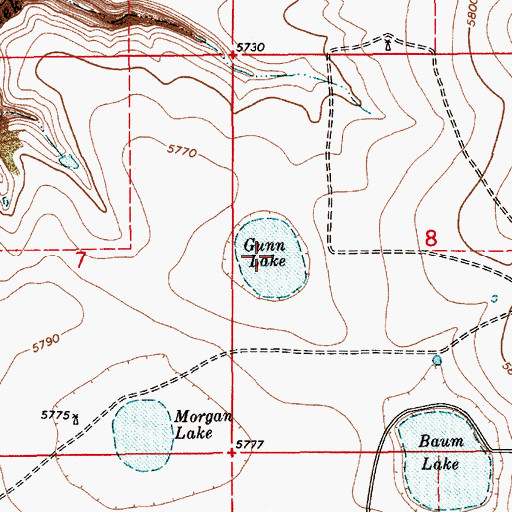 Topographic Map of Gunn Lake, NM
