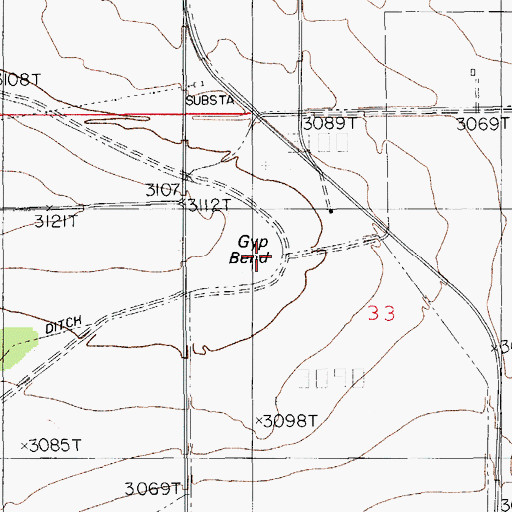 Topographic Map of Gyp Bend, NM