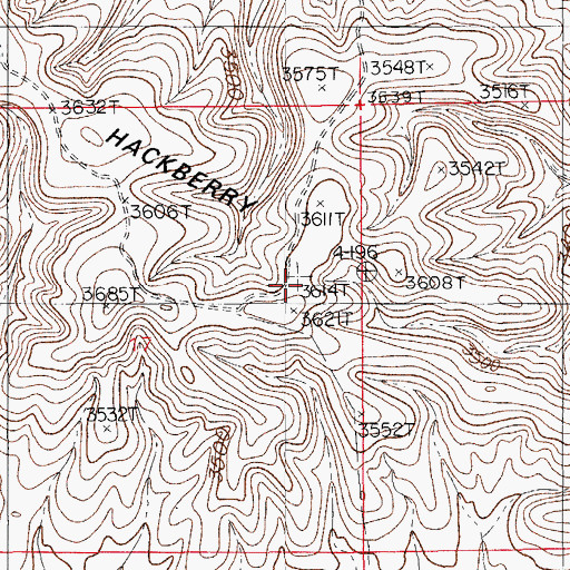 Topographic Map of Hackberry Hills, NM