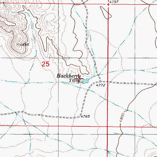 Topographic Map of Hackberry Tank, NM