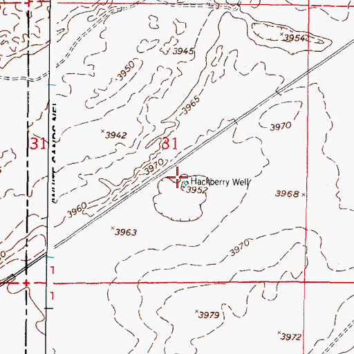 Topographic Map of Hackberry Well, NM