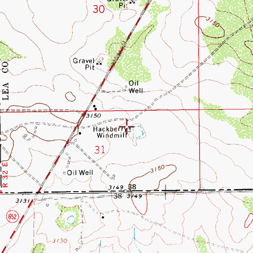 Topographic Map of Hackberry Windmill, NM