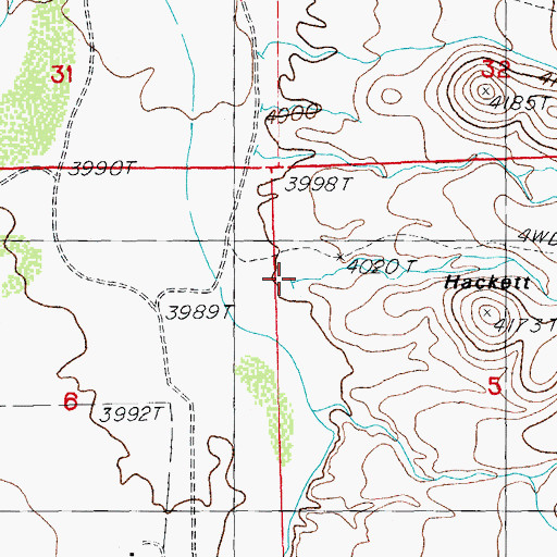 Topographic Map of Hackett Canyon, NM