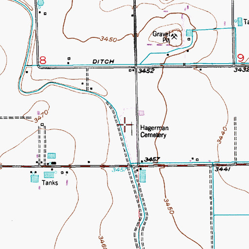 Topographic Map of Hagerman Cemetery, NM