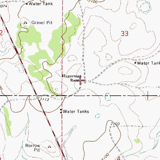 Topographic Map of Hagerman Ranch, NM