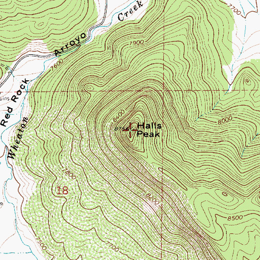 Topographic Map of Halls Peak, NM