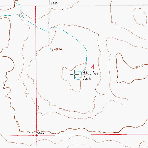 Topographic Map of Harben Lake, NM