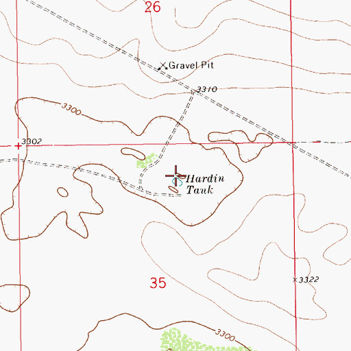 Topographic Map of Hardin Tank, NM