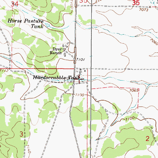 Topographic Map of Hardscrabble Tank, NM