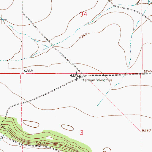 Topographic Map of Harman Windmill, NM