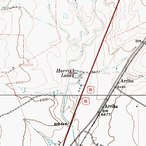 Topographic Map of Harris Lake, NM
