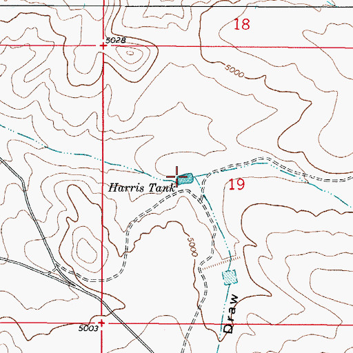 Topographic Map of Harris Tank, NM