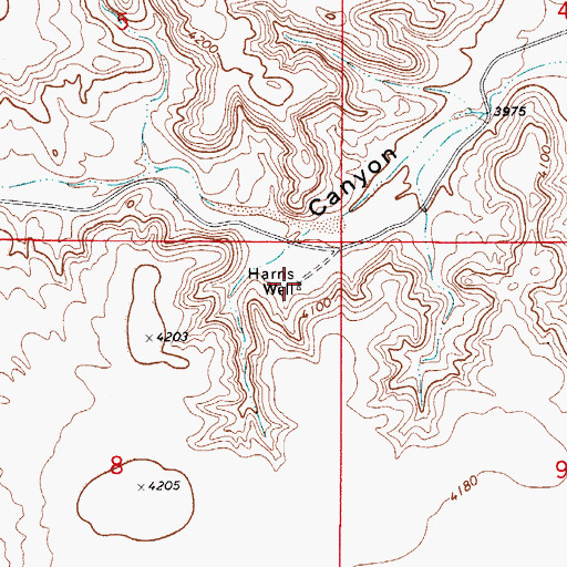 Topographic Map of Harris Well, NM