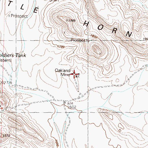 Topographic Map of Oakland Mine, AZ