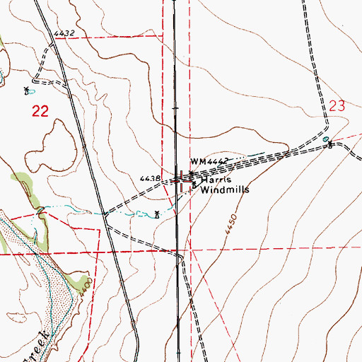 Topographic Map of Harris Windmills, NM