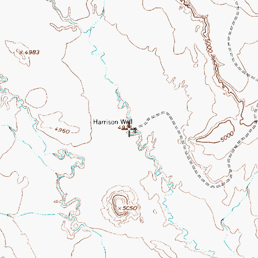 Topographic Map of Harrison Well, NM