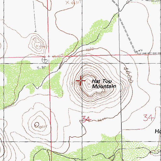 Topographic Map of Hat Top Mountain, NM