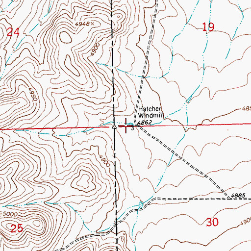 Topographic Map of Hatcher Windmill, NM