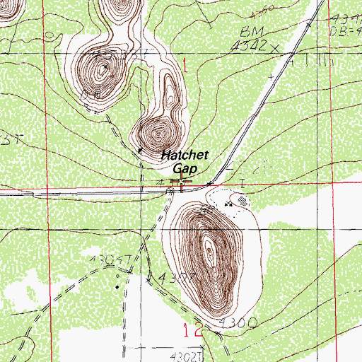 Topographic Map of Hatchet Gap, NM