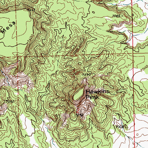 Topographic Map of Hawkins Peak, NM