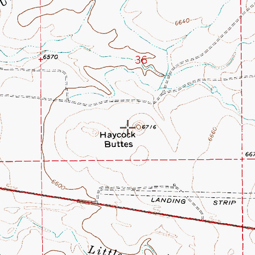 Topographic Map of Haycock Buttes, NM