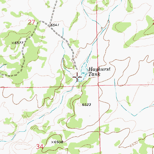 Topographic Map of Hayhurst Tank, NM