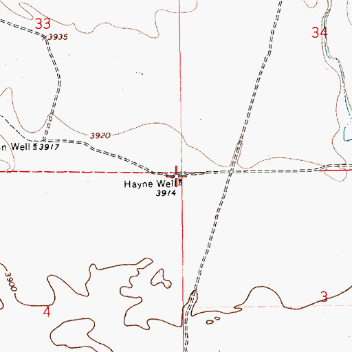 Topographic Map of Hayne Well, NM