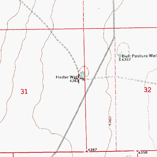 Topographic Map of Heifer Well, NM