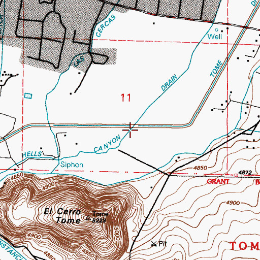 Topographic Map of Hells Canyon Drain, NM