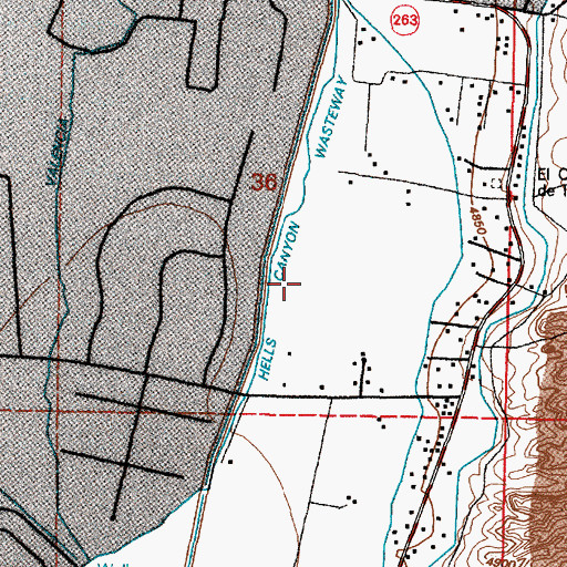 Topographic Map of Hells Canyon Wasteway, NM
