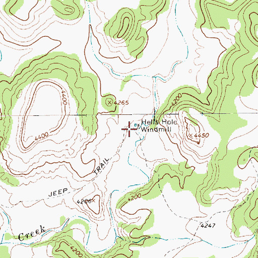 Topographic Map of Hells Hole Windmill, NM
