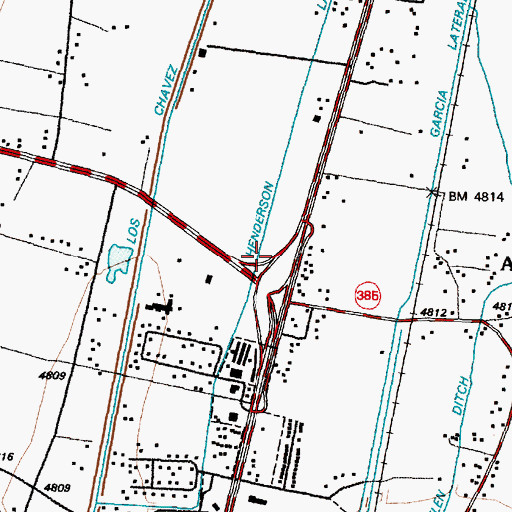 Topographic Map of Henderson Lateral, NM