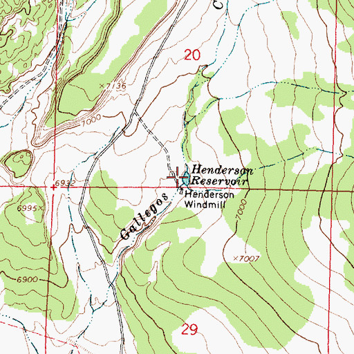 Topographic Map of Henderson Reservoir, NM