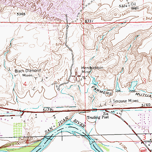 Topographic Map of Hendrickson Mine, NM