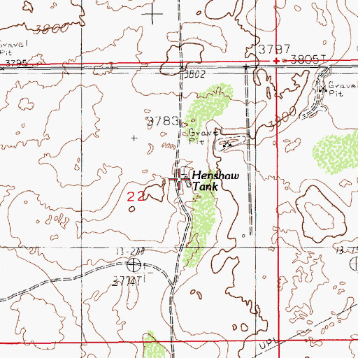 Topographic Map of Henshaw Tank, NM