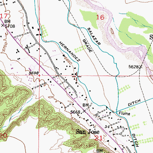 Topographic Map of Hernandez Ditch, NM
