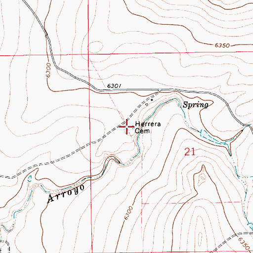 Topographic Map of Herrera Cemetery, NM