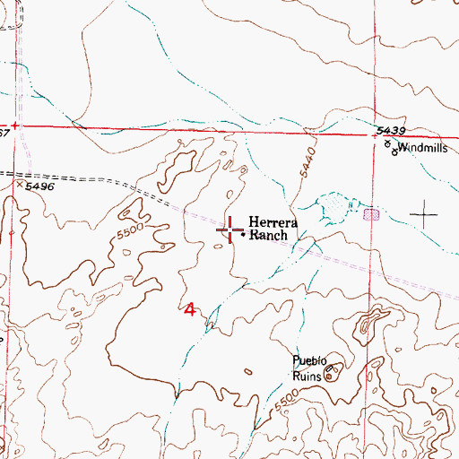 Topographic Map of Herrera Ranch, NM