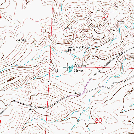 Topographic Map of Hersey Tank, NM