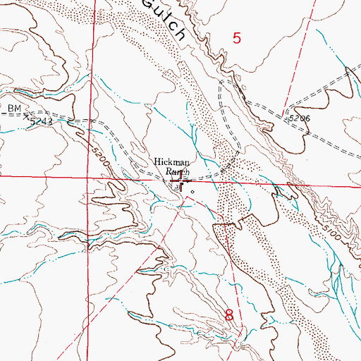 Topographic Map of Hickman Ranch, NM